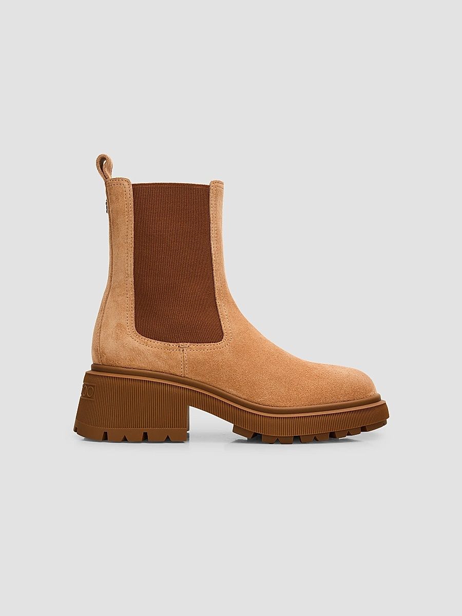 Women's Tamia 70MM Suede Chelsea Boots - Toffee - Size 10