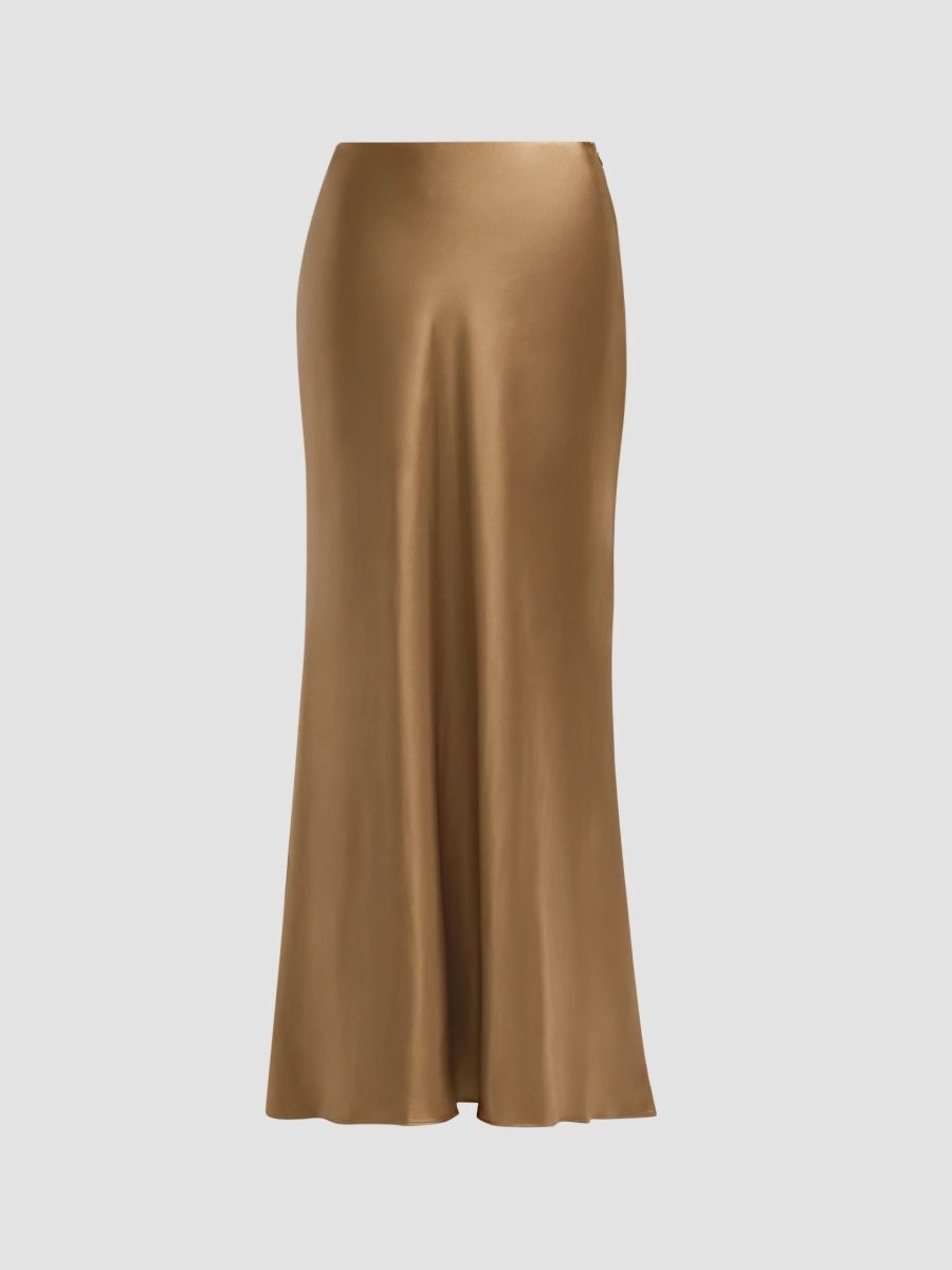 SIMKHAI Women's Nella Satin Maxi Skirt - Ochre - Size 10