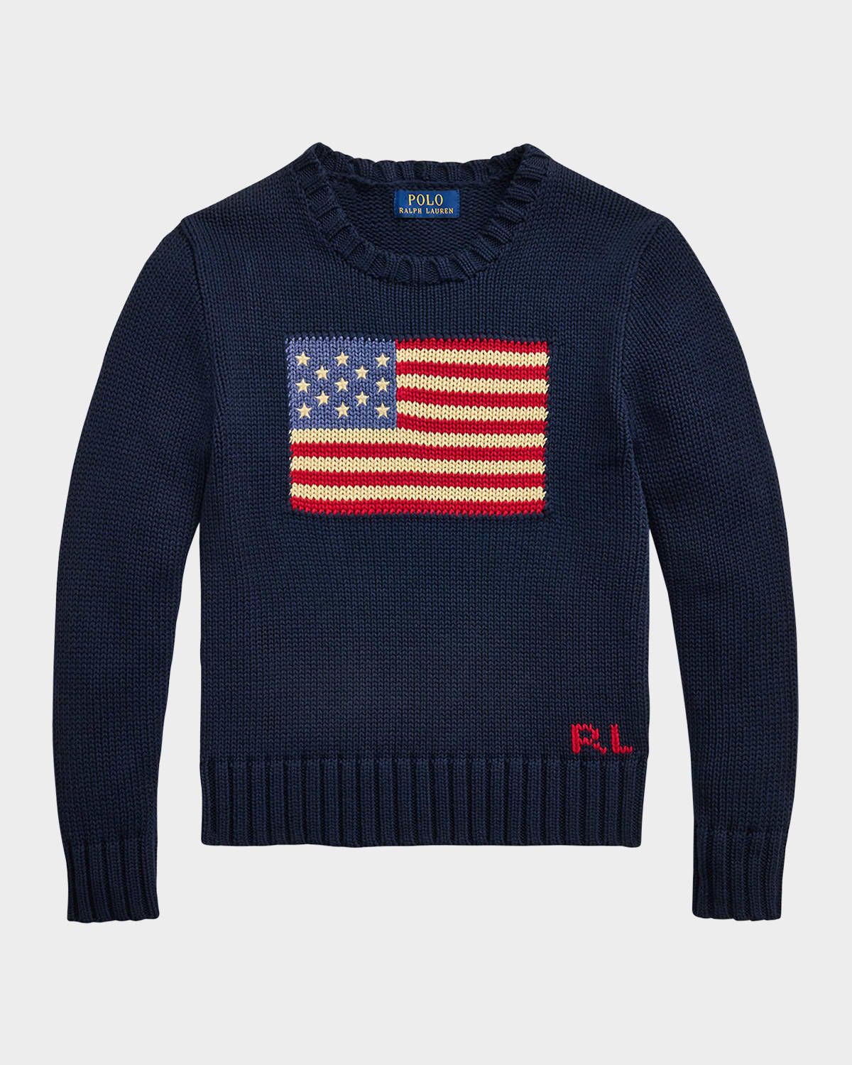 Boy & apos;s Flag Intarsia Knit Sweater