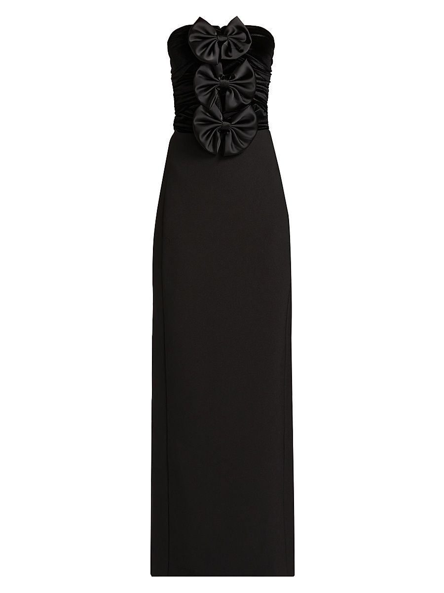 Women's Constance Bow Cut-Out Column Gown - Black - Size Small