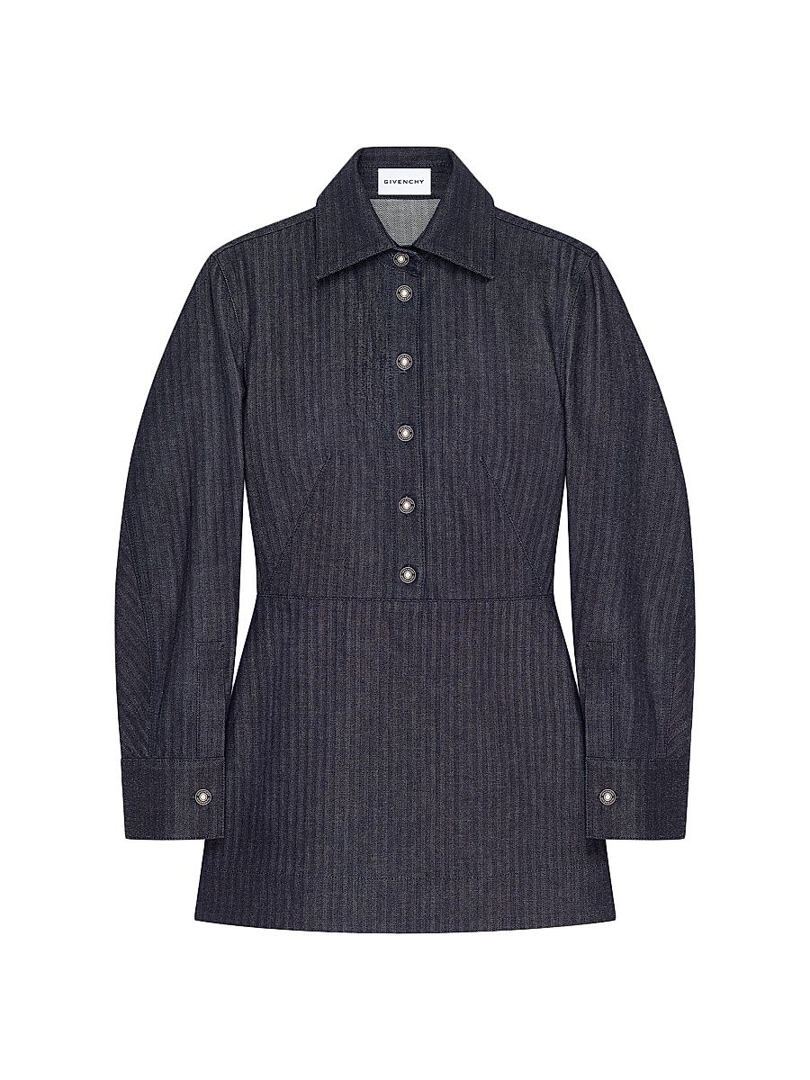 Women's Dress in Denim Herringbone - Dark Navy - Size 2