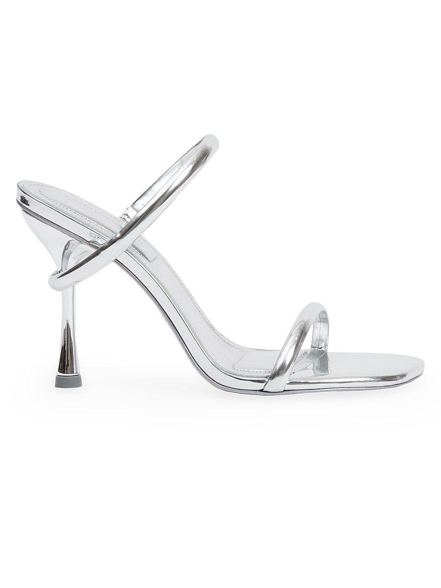 Women's Siren Bombe 95MM Metallic Leather Stiletto Sandals - Silver - Size 10