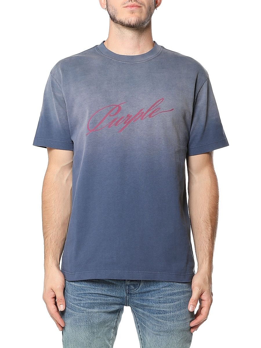 Men's Logo Washed Cotton T-Shirt - Blue - Size XXL