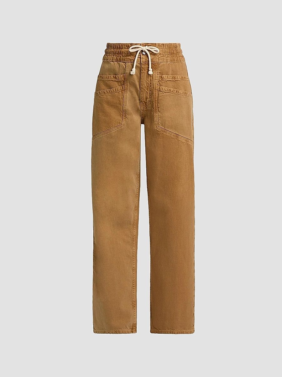ba & sh Women's Fima Cotton-Linen Drawstring Pants - Camel - Size XL