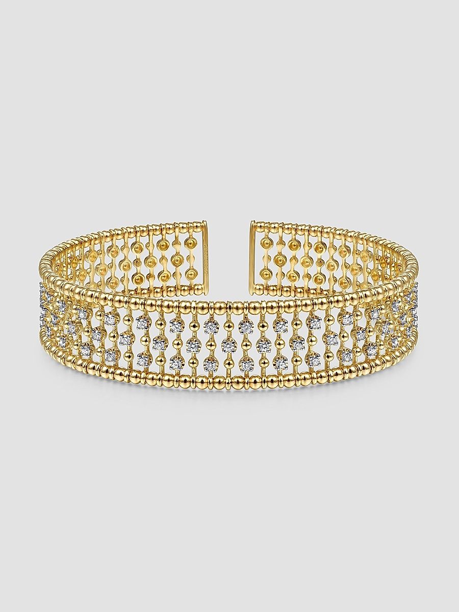 Gabriel & Co Women's Bujukan 14K Yellow Gold Wide Diamond Cage Cuff Bracelet - Yellow Gold