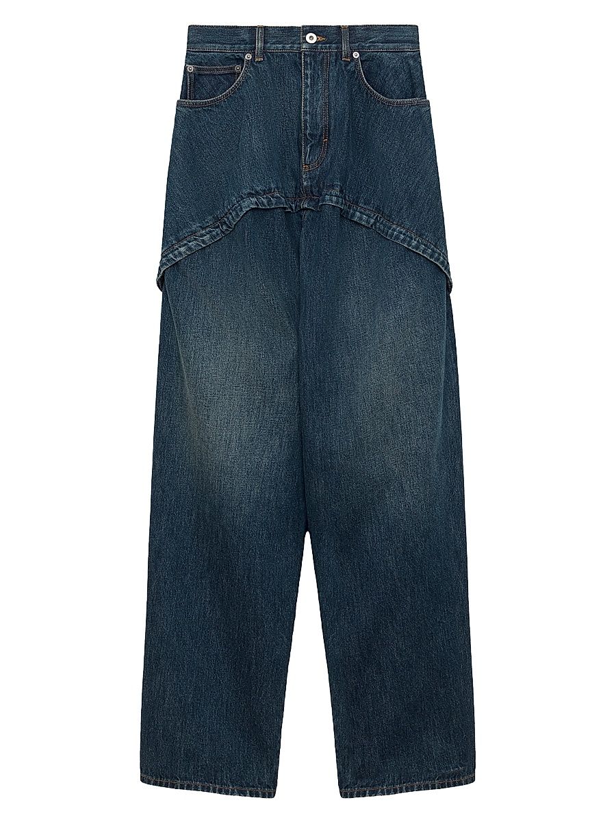 Women's Layered Wide-Leg Jeans - Dark Blue - Size 00