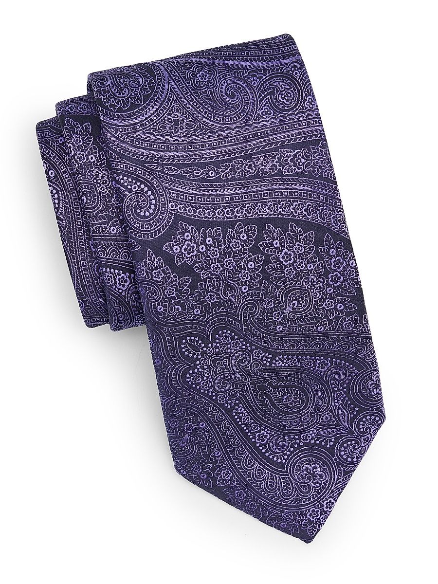 Men's Paisley Woven Silk Tie - Purple