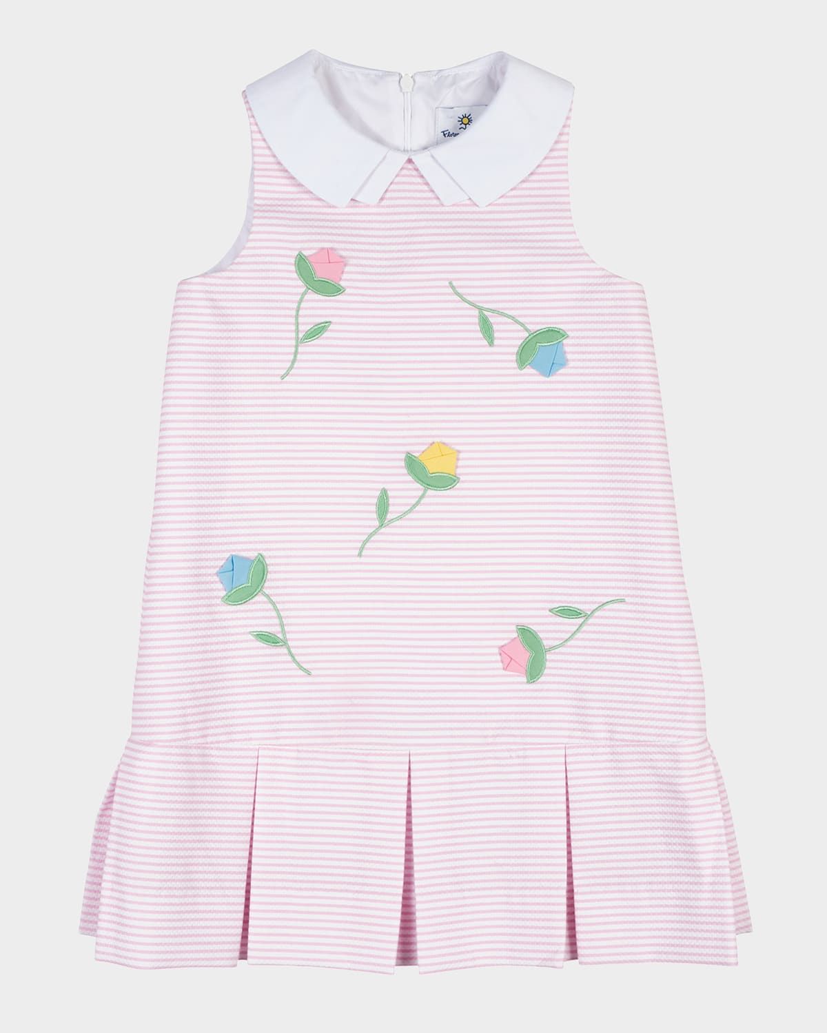 Girl & apos;s Striped Pique Cotton Dress, Size 2T-8