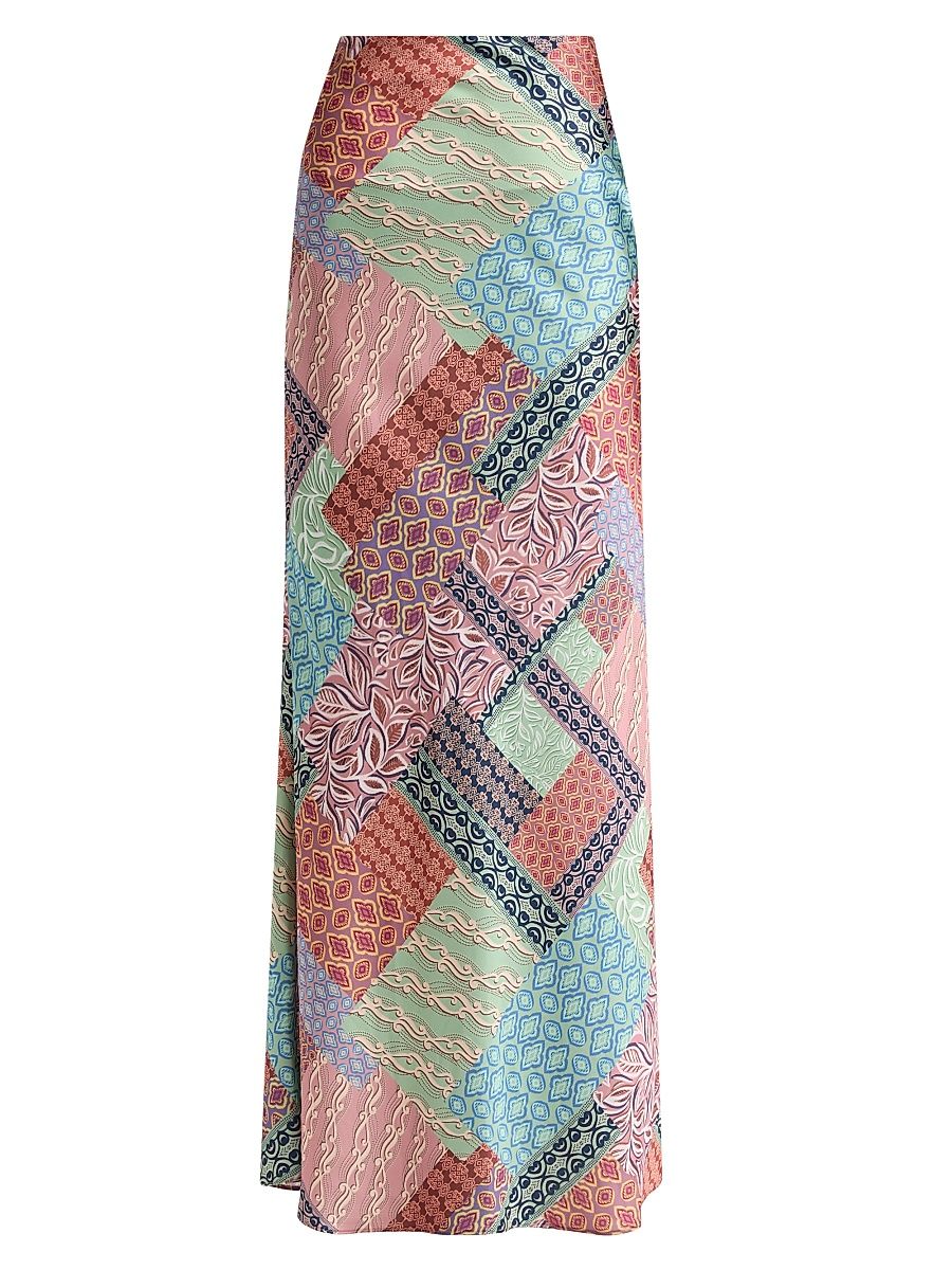 Women's Sienna Printed Bias-Cut Maxi Skirt - Oasis Patchwork - Size XL