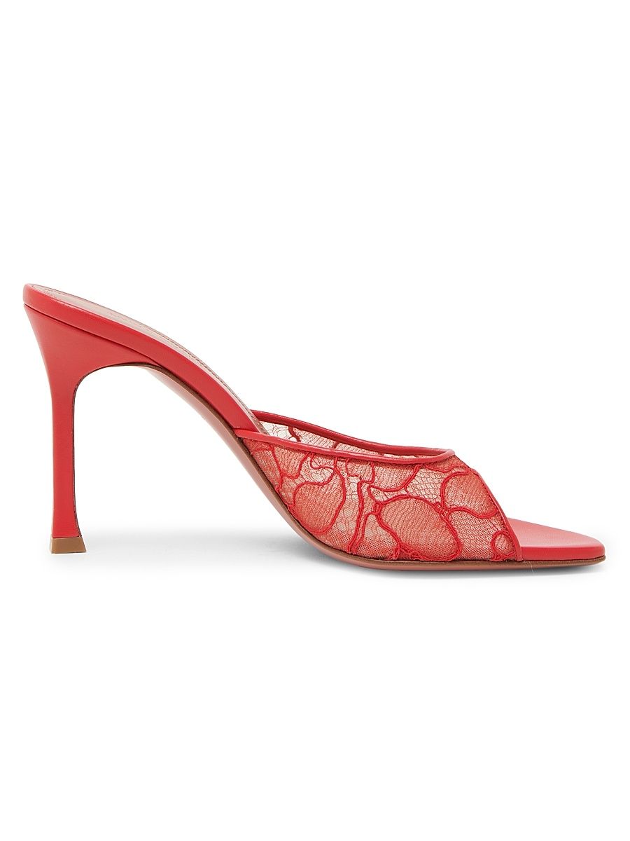 Women's Alexa 95MM Lace Mules - Red Lace - Size 7.5