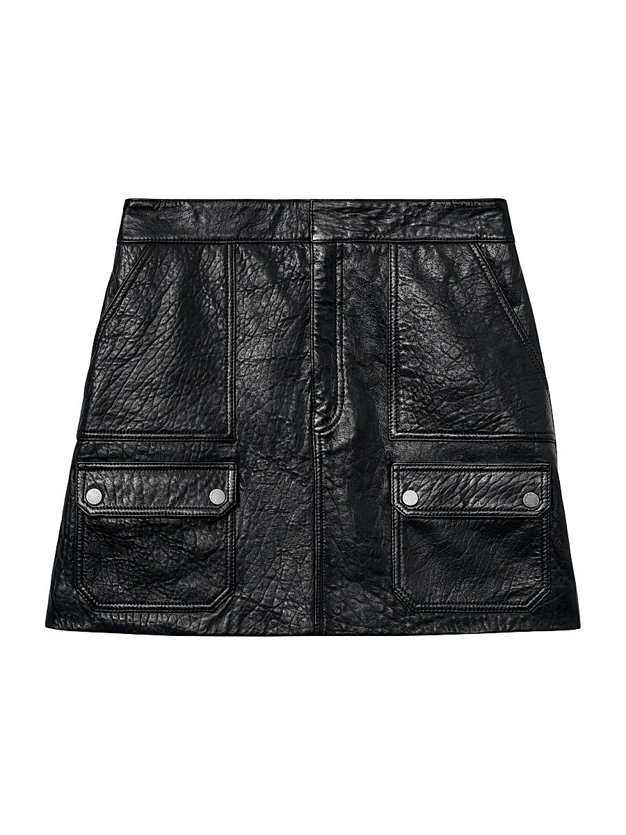 Women's Parker Leather Mini Skirt - Black - Size 14