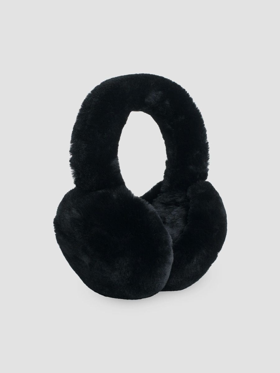 Gorski Women's Select Shearling Lamb Earmuffs with Covered Band - Black