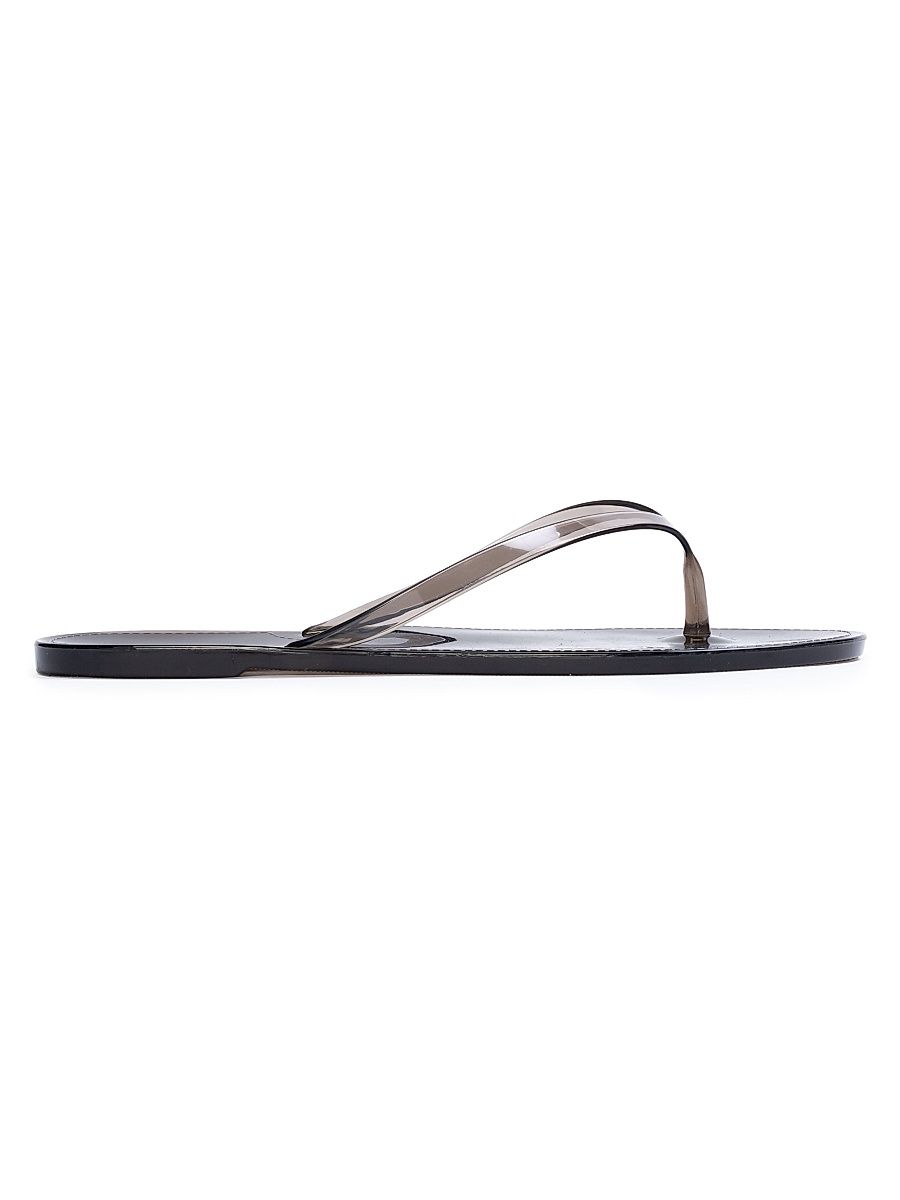 Women's Crystal PVC Flip Flops - Black Pvc - Size 10