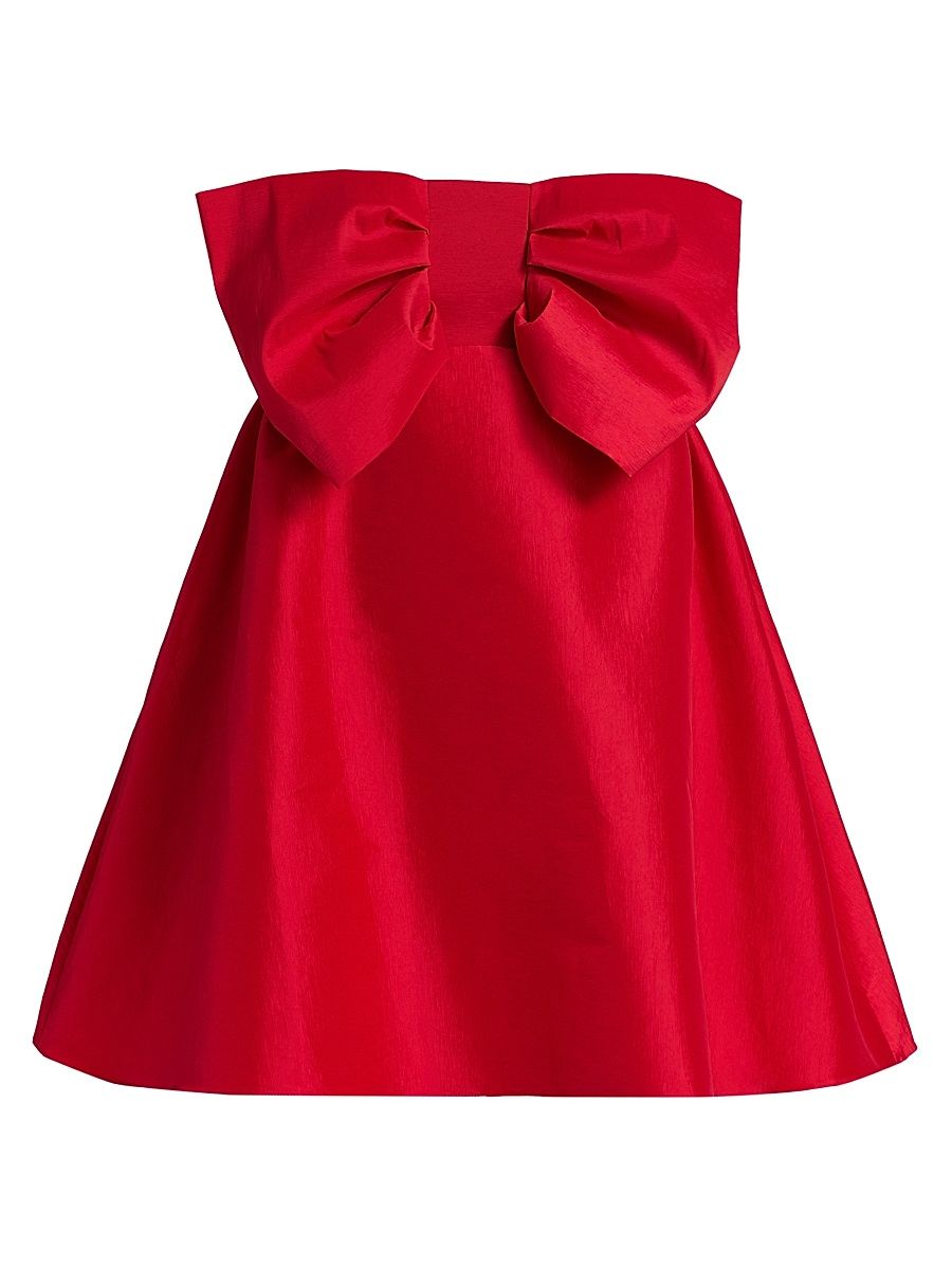 Women's Tammy Taffeta Bow Minidress - Red - Size 2