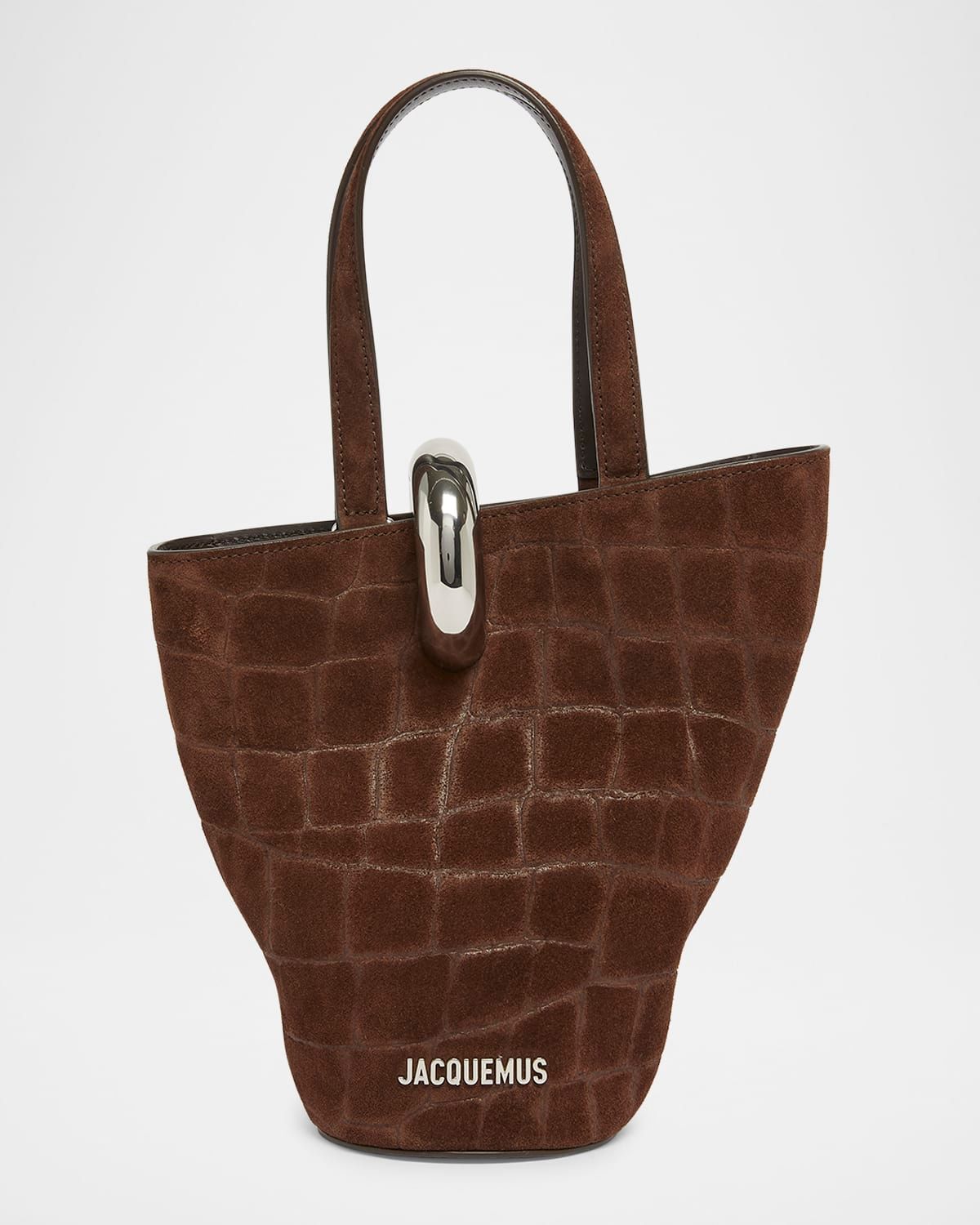 Le Petit Bambola Croc-Embossed Suede Shoulder Bag