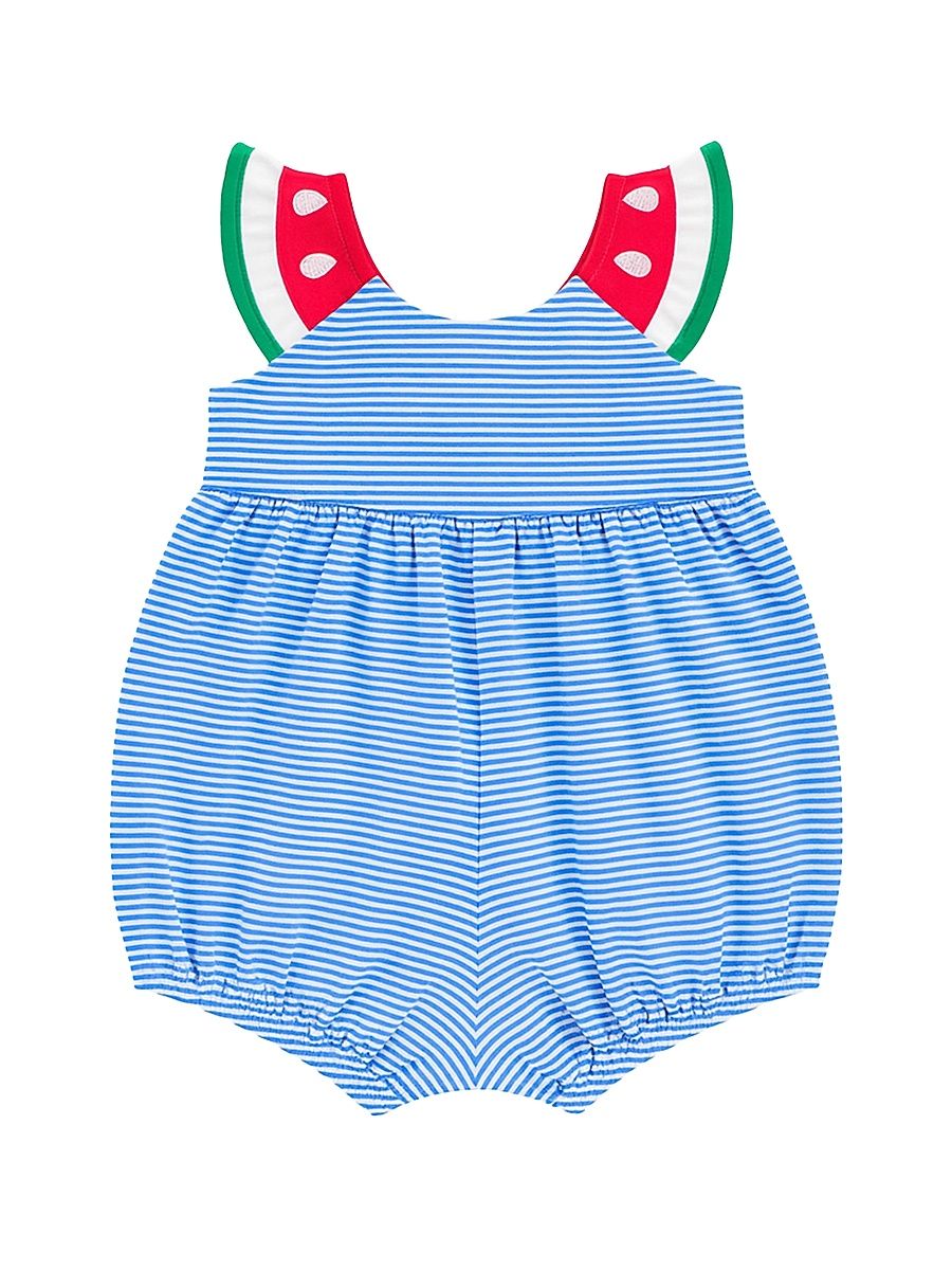 Baby Girl's Striped Seersucker One-Piece Swimsuit - Royal - Size 24 Months