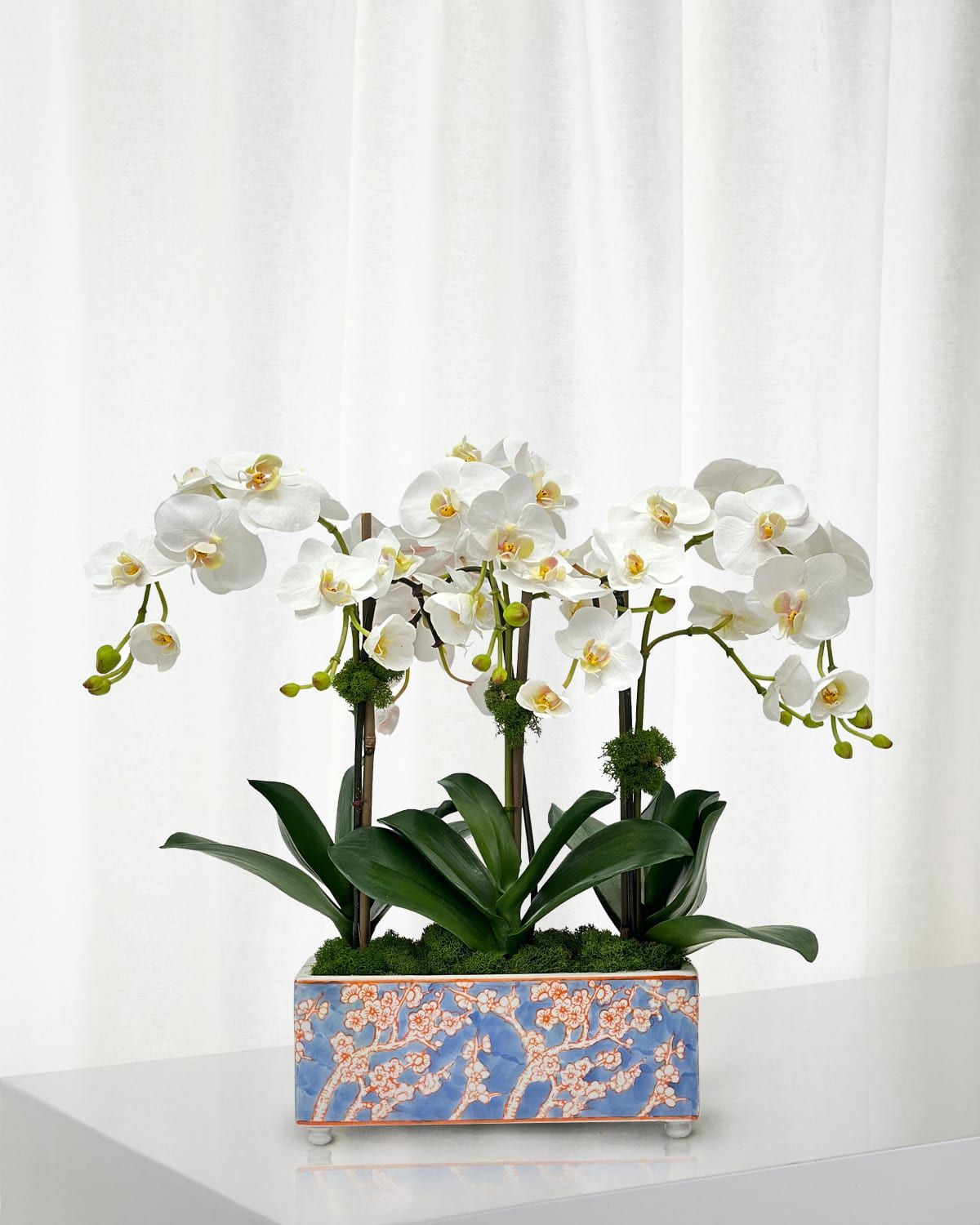 Orchid 20" Faux Floral Arrangement in Longlife Porcelain Arranger