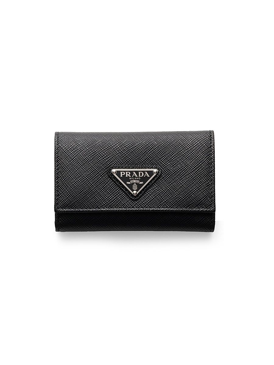Men's Saffiano Leather Key Case - Black