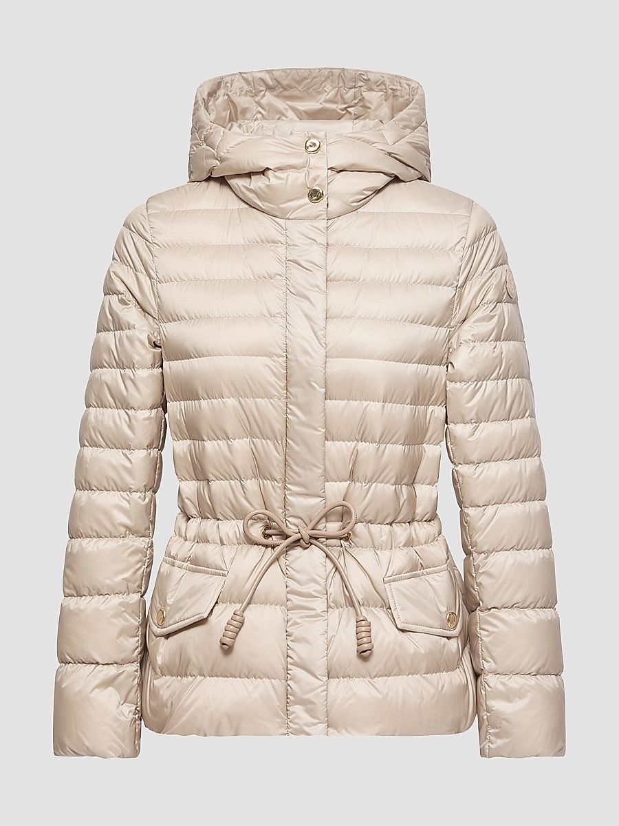 Women's Raies Puffer Coat with Hood - Light Beige - Size XXL