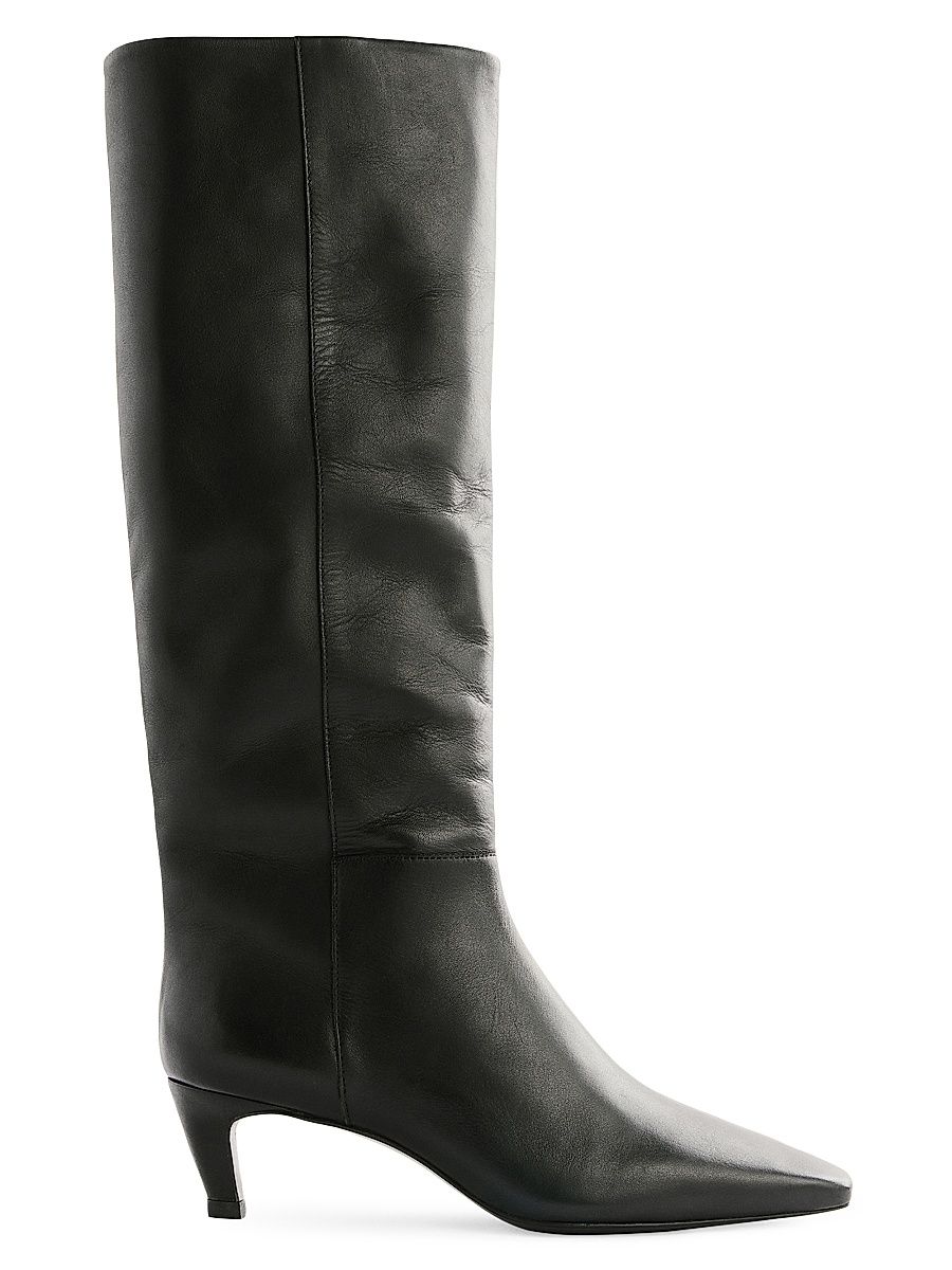 Women's Remy 50MM Leather Knee-High Boots - Black Leather - Size 5