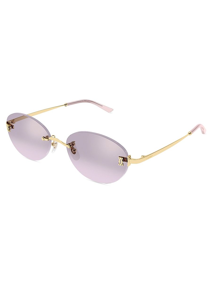 Women's Double C 54MM 24K-Gold-Plated Oval Sunglasses - Gold Lilac