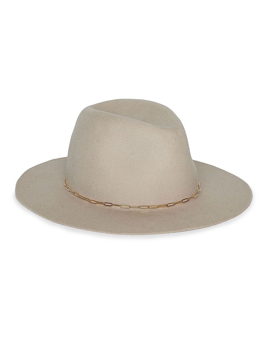 Women's Harper Chain-Link Wool Fedora - Beige Gold