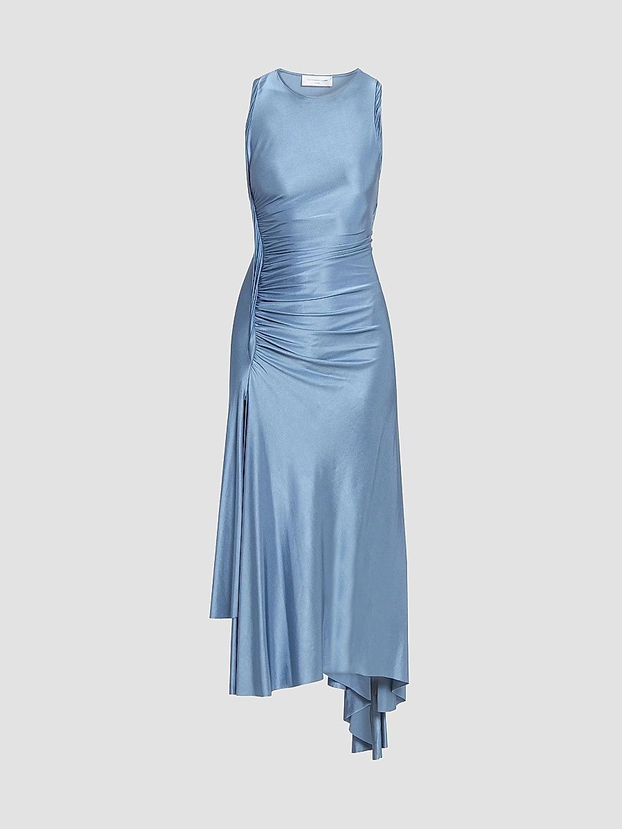 Victoria Beckham Women's Twist-Detail Satin Midi-Dress - Stone - Size 4