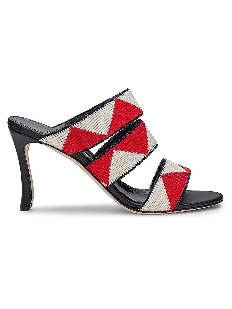 Women's Capro Chevron Sandals - White Black - Size 10.5