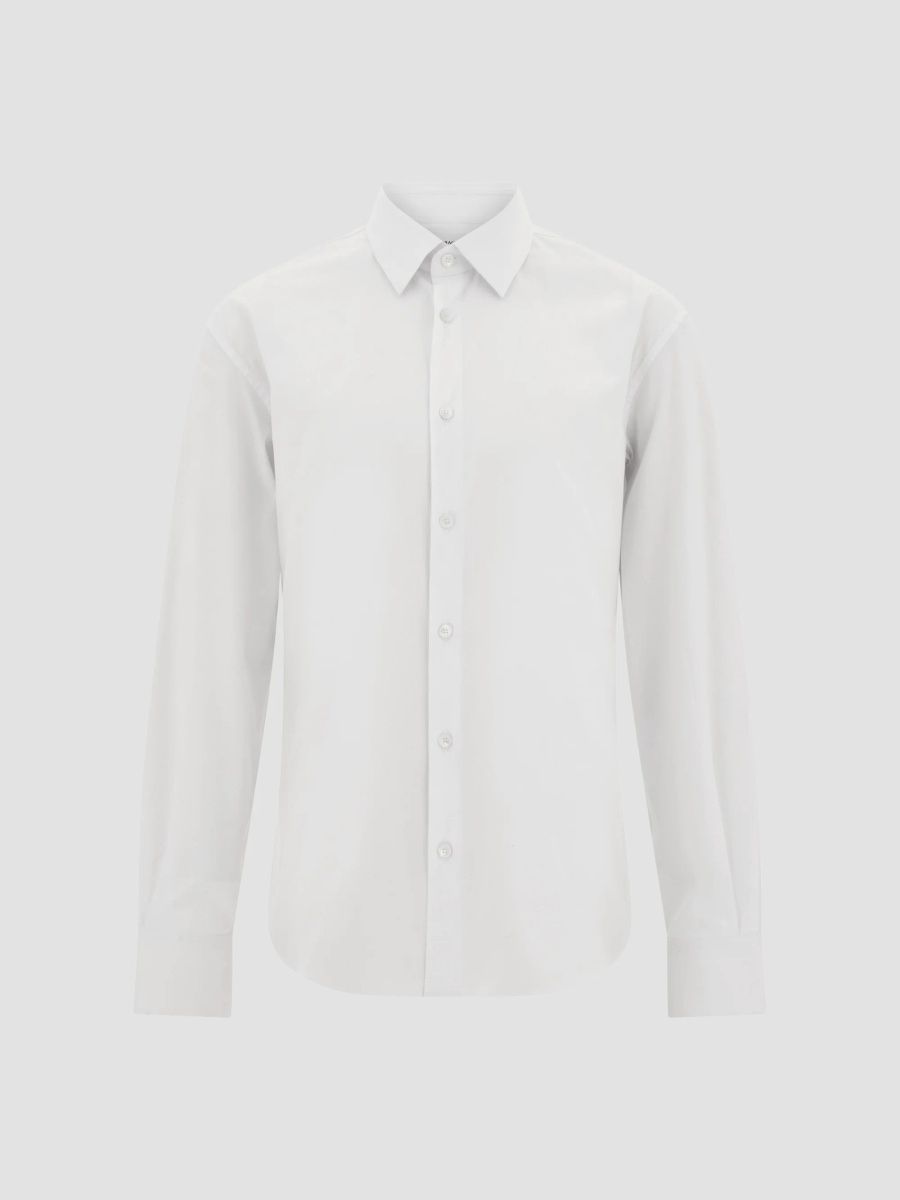 FERRAGAMO Men's Micro-Print Cotton Shirt - White - Size 15