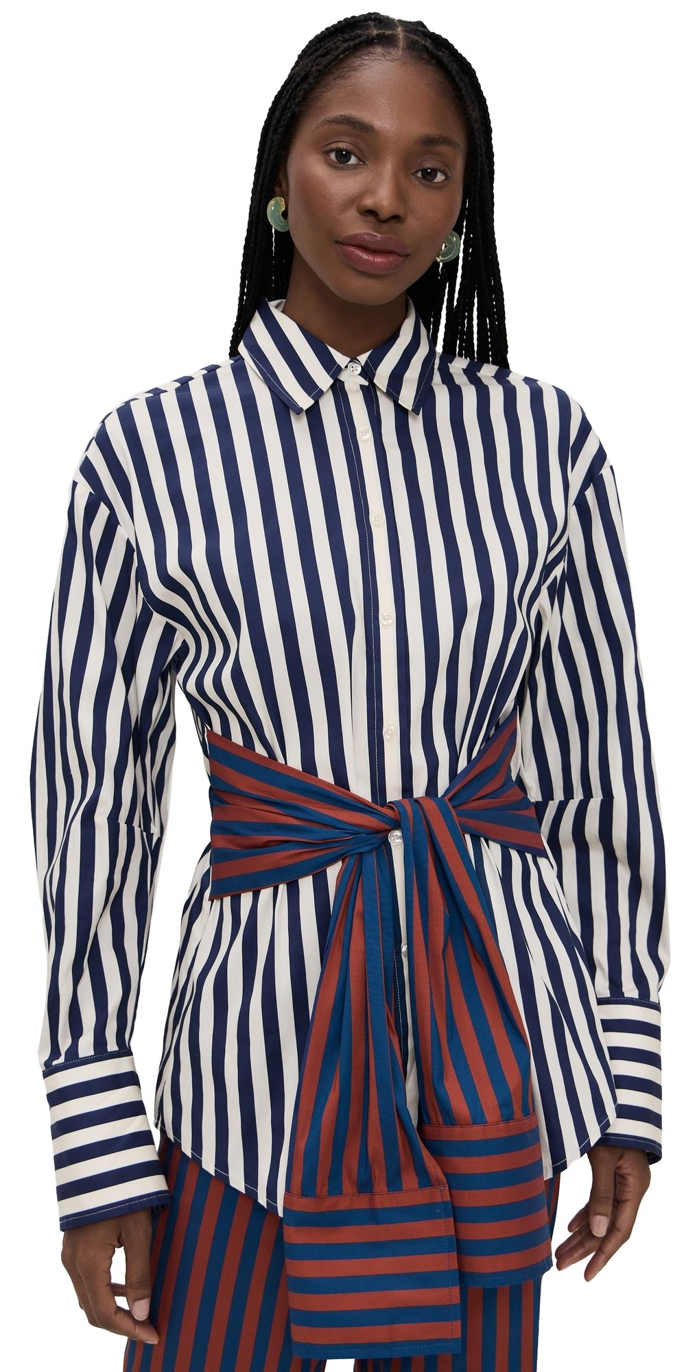 SIMONMILLER Inna Poplin Top Navy Stripe Multi S