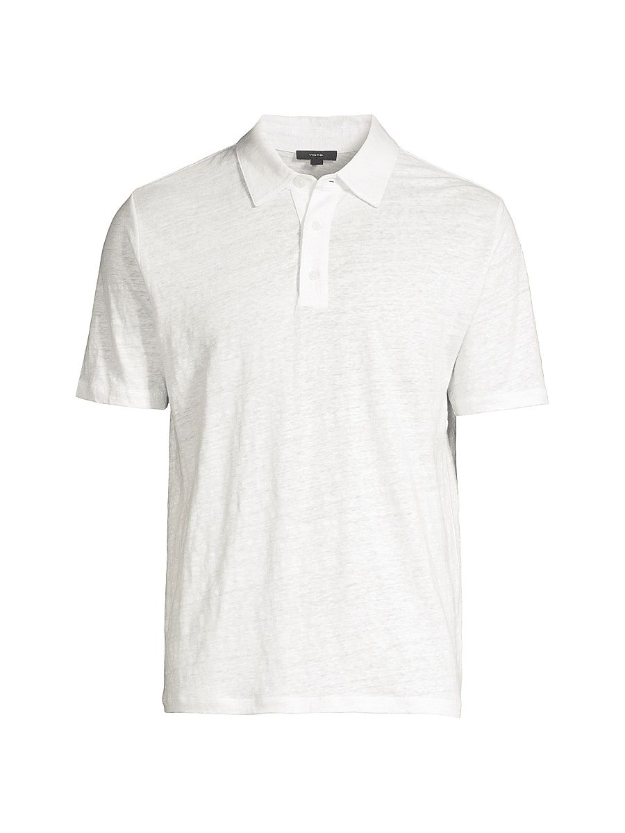 Men's Linen Polo Shirt - Optic White - Size XL