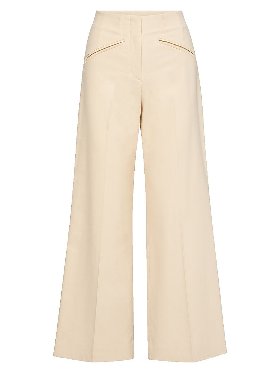 Women's Cassidee Cotton-Blend Wide-Leg Pants - Ecru - Size 4