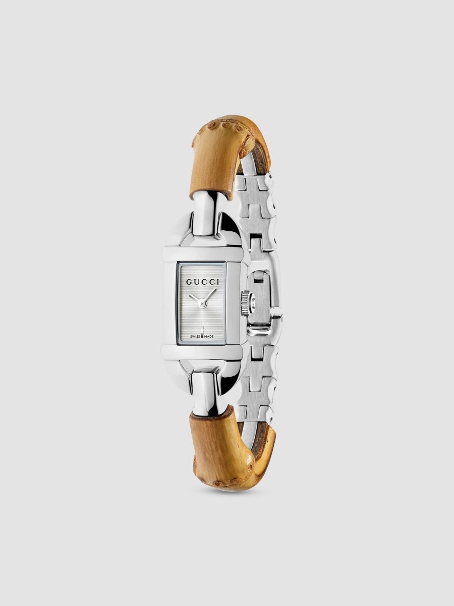 Gucci Women's Bamboo Stainless Steel Bracelet Watch/22MM x 17MM - Silver Brown