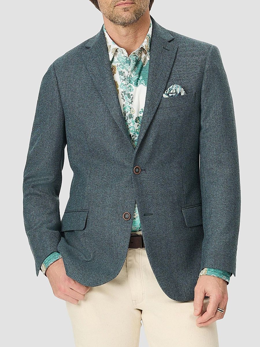 Men's Galadean Textured Wool-Blend Sport Coat - Teal - Size 48