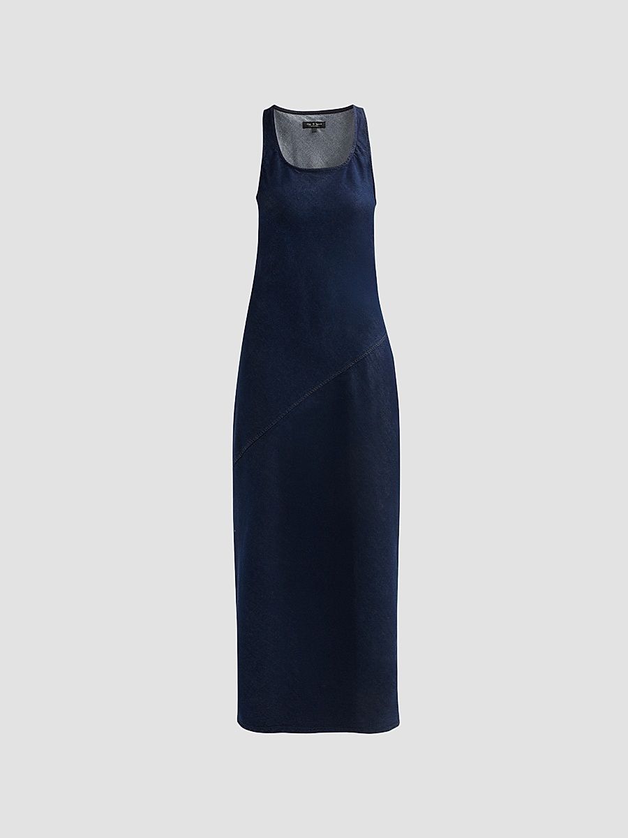 Women's Daisy Sleeveless Denim Maxi Dress - Ocean Rinse - Size 14