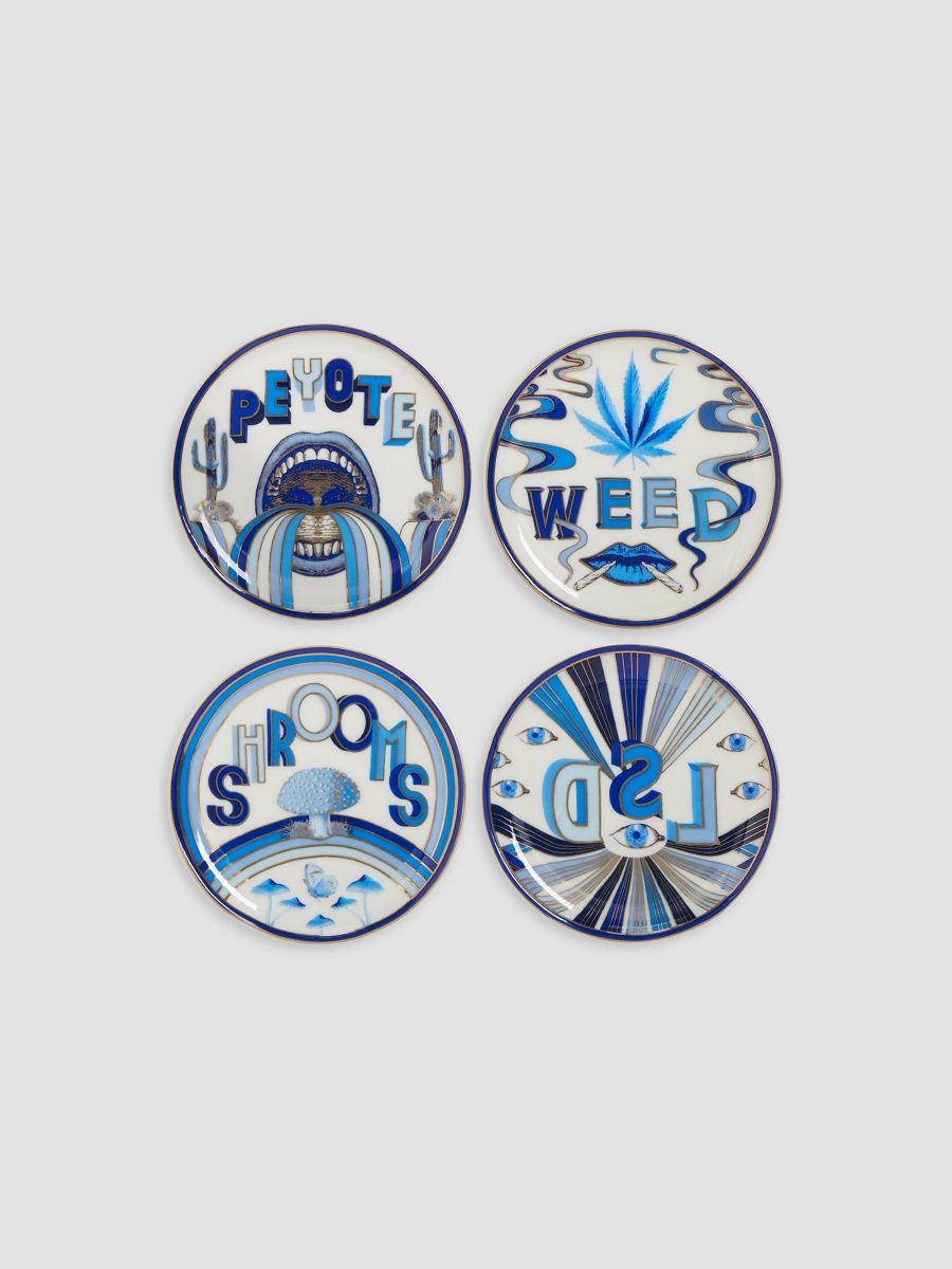 Jonathan Adler Druggist Coasters - Blue Multi