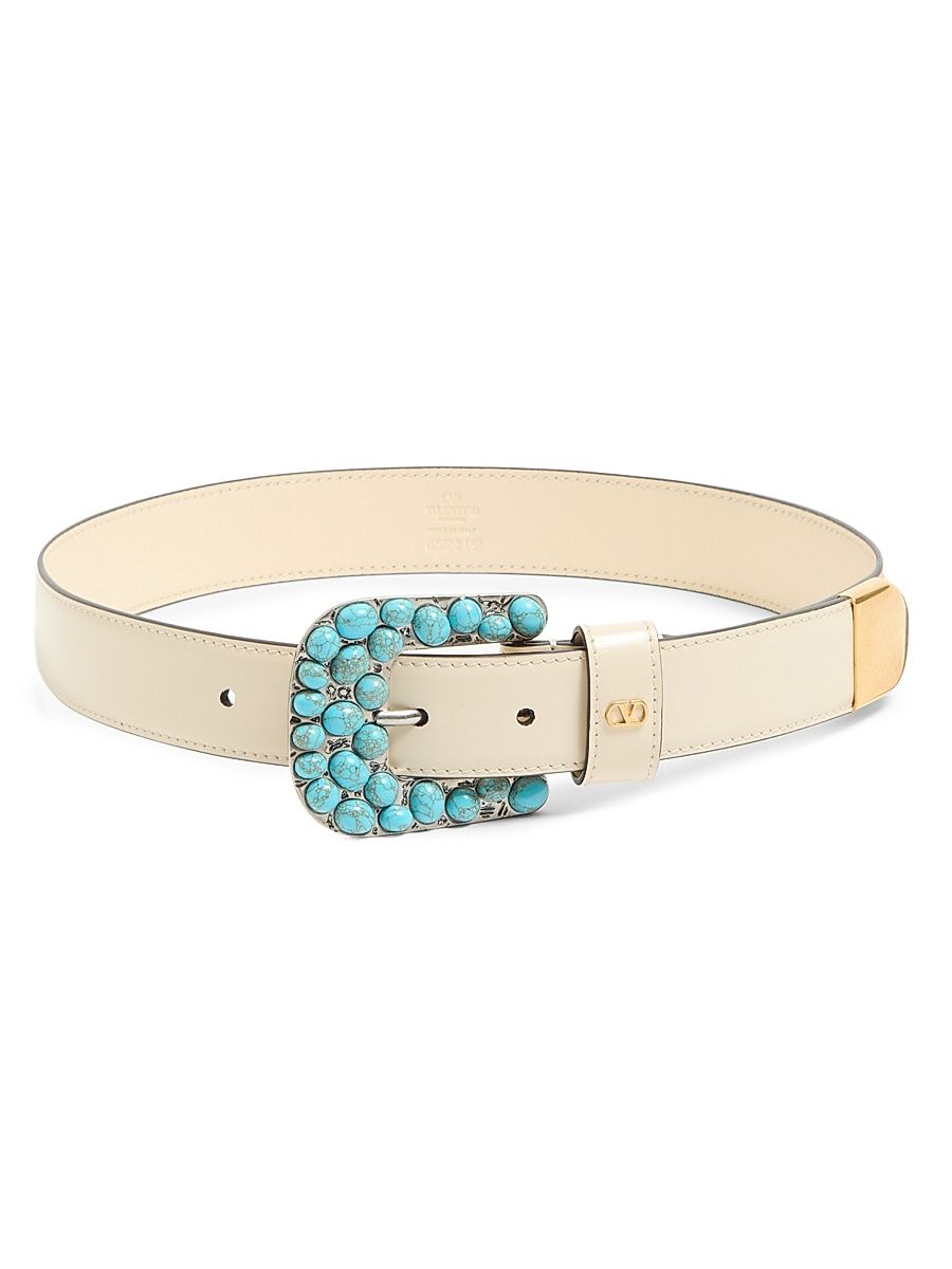 Women's VLogo Signature Brushed Calfskin Belt 30 MM - Butter - Size Small