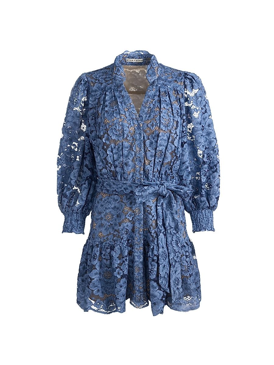 Women's Cora Floral Open-Knit Minidress - Indigo - Size XL