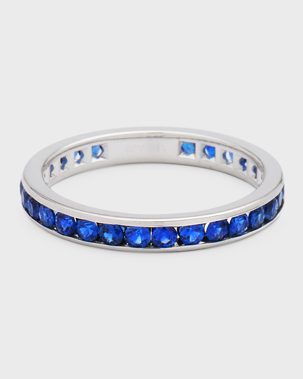 18k White Gold Blue Sapphire Eternity Ring, Size 7, 1.50tcw