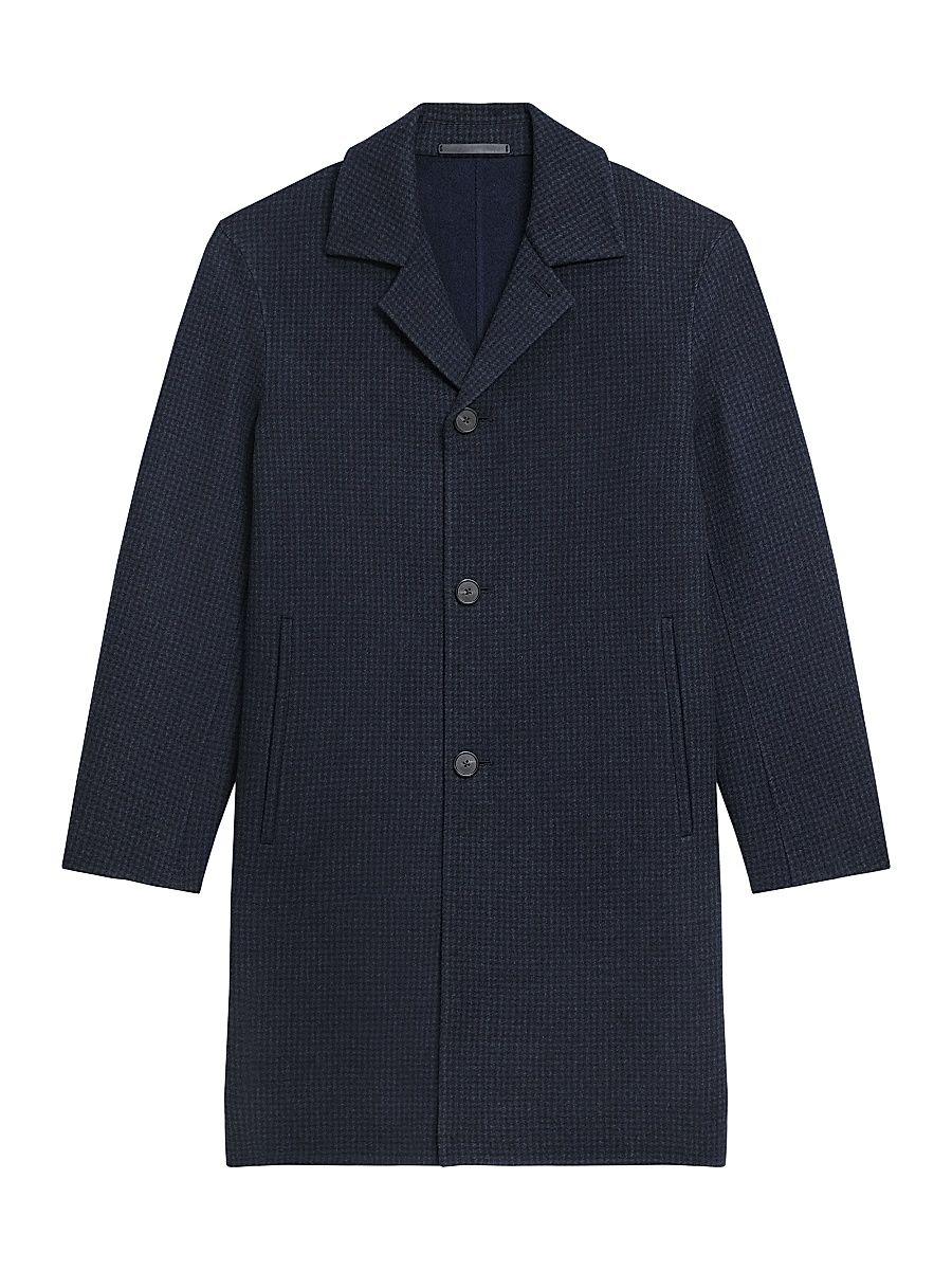 Men's Wool-Cashmere Houndstooth Coat - Baltic Multi - Size XXL