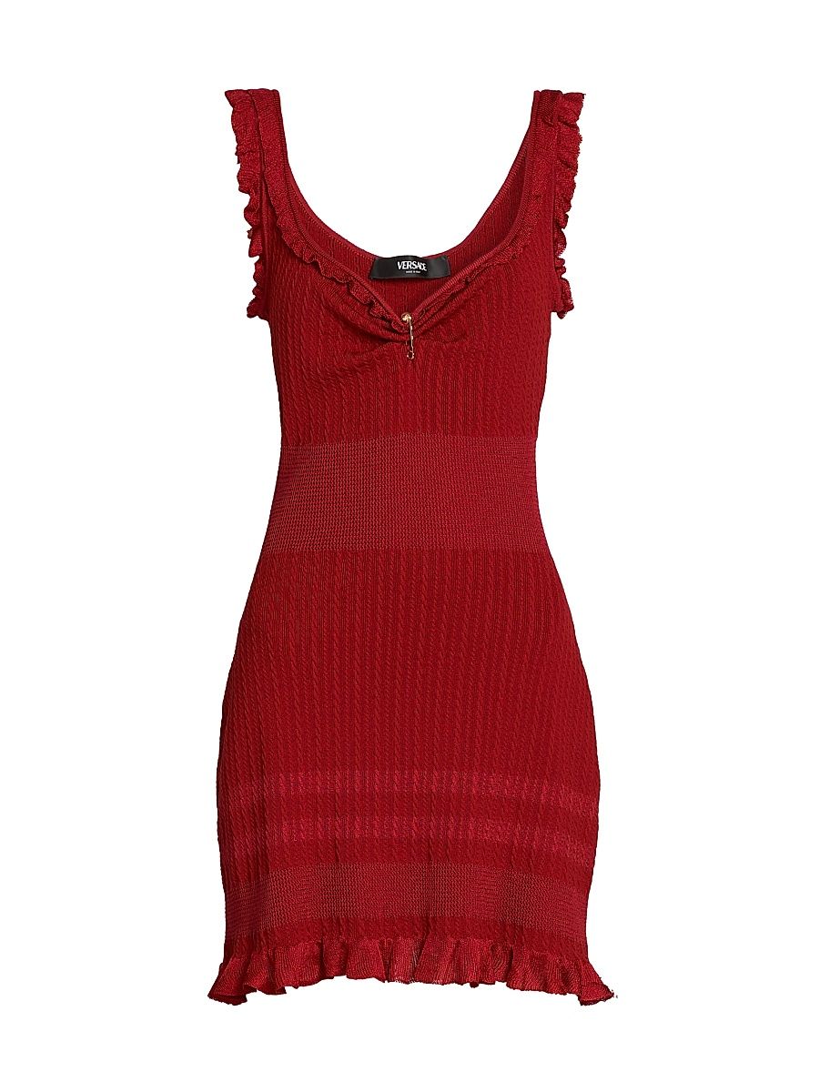 Women's Cable-Knit Wool-Blend Minidress - Parade Red - Size 4