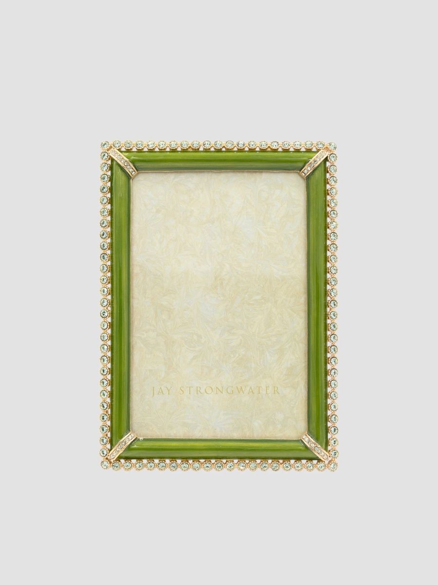 Jay Strongwater Lorraine Stone Edge Frame - Gold Leaf Stone