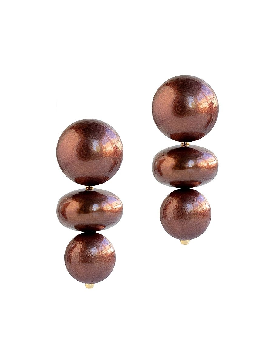 Women's La Dolce Vita Nola Wood Triple-Drop Earrings - Chocolate Cherry