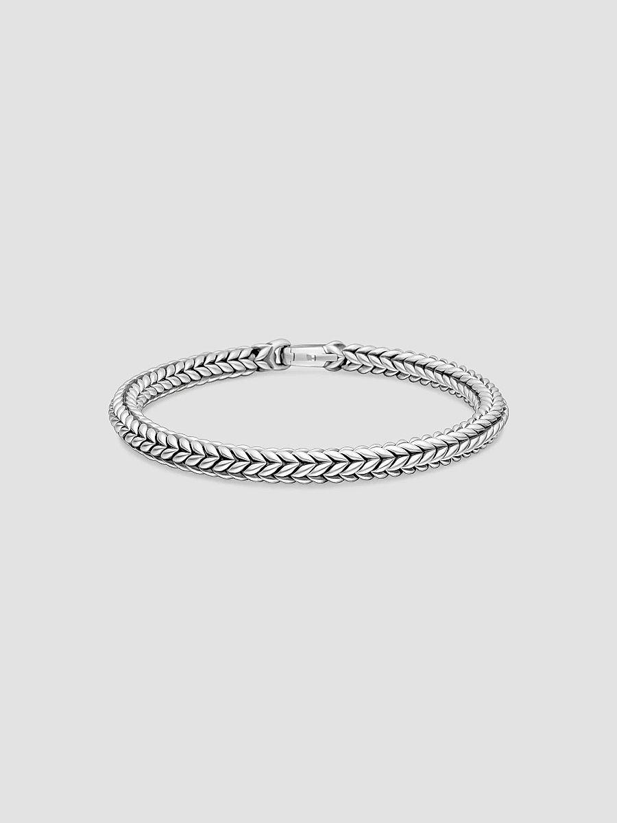 David Yurman Men's Chevron Bead Bracelet in Sterling Silver, 6mm - Silver - Size Medium