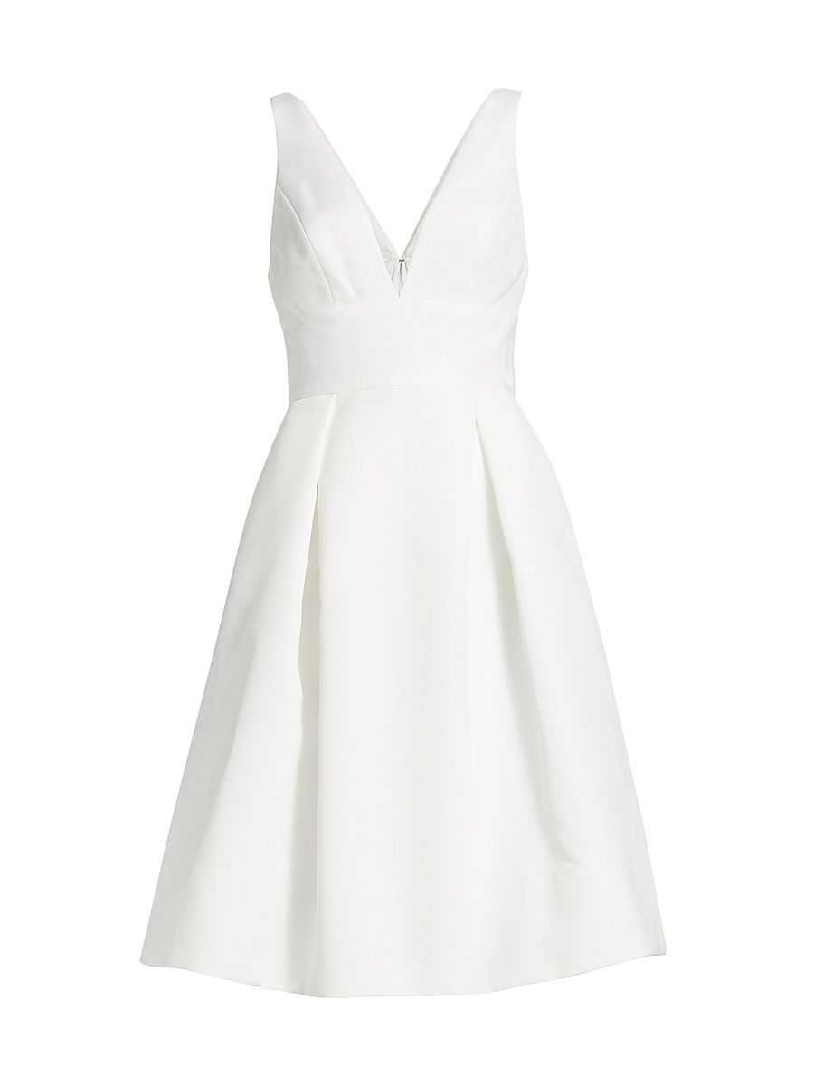 Women's Faille Deep V-Neck Dress - Silk White - Size 16