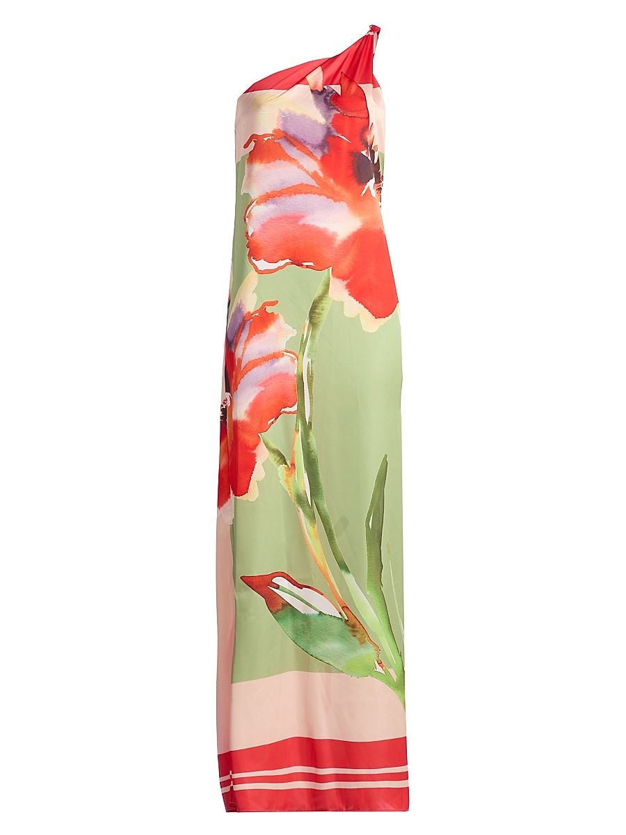 Women's Dounia Floral One-Shoulder Maxi Dress - Scarf Flora - Size XL