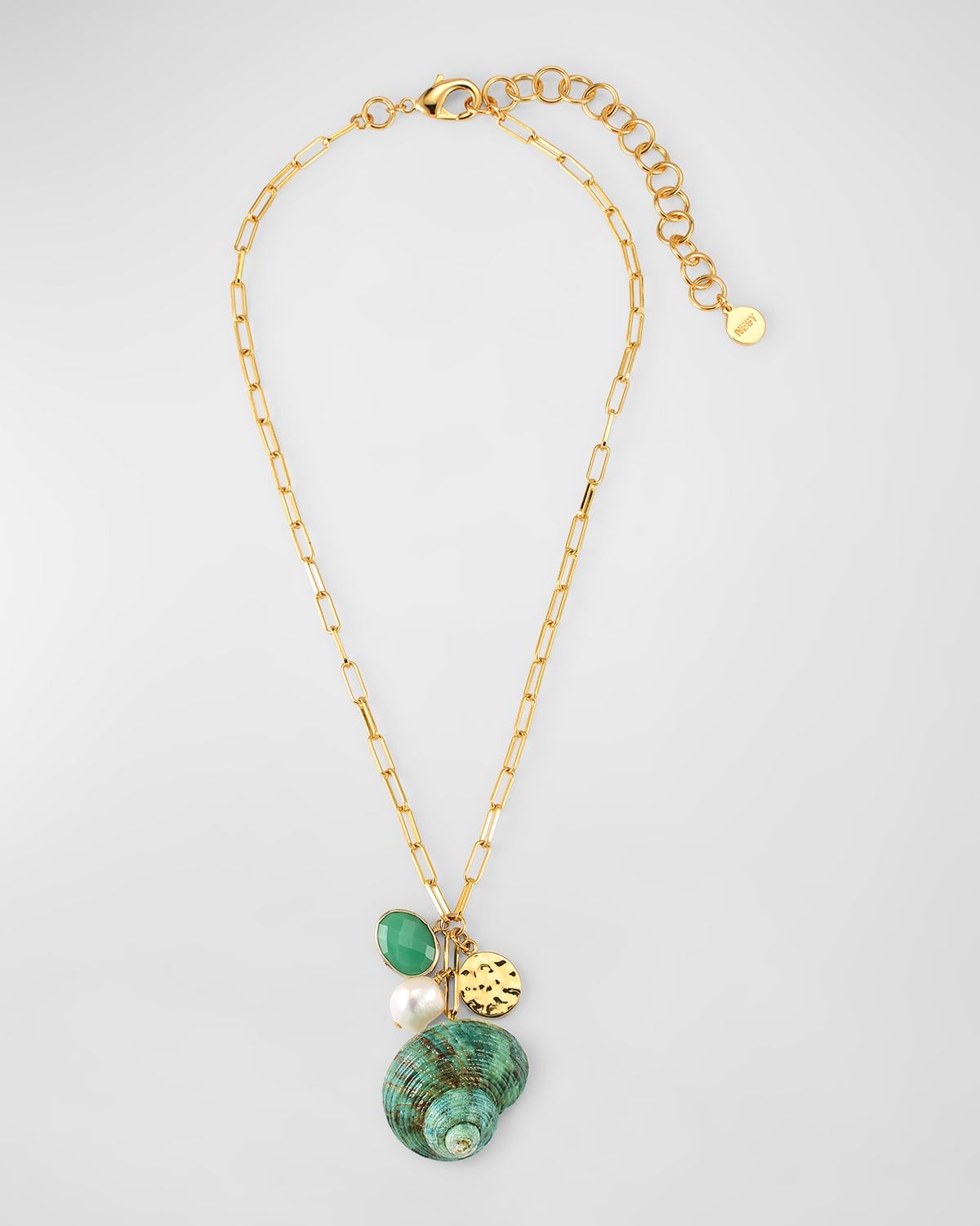 Green Seashell Charm Necklace