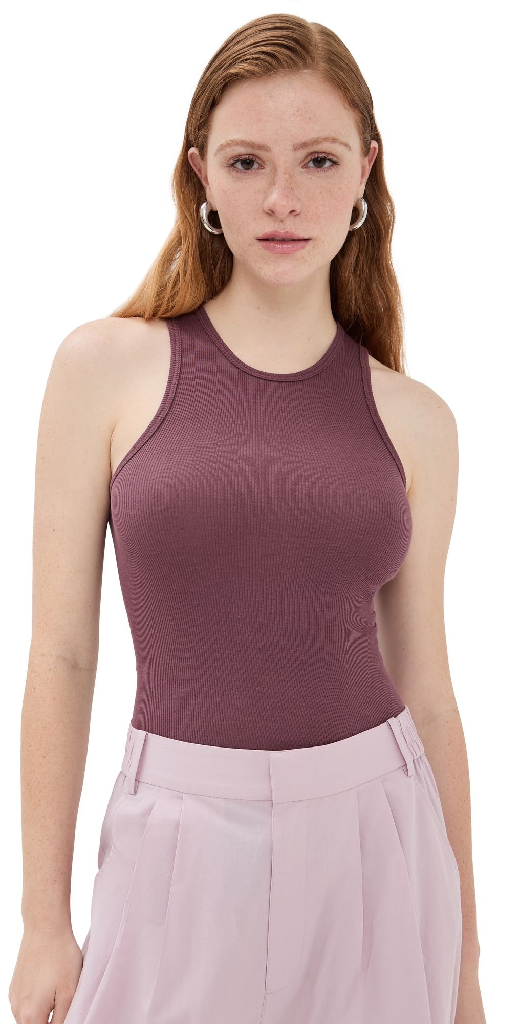 Tibi Circular Fine Rib T Tank Cinnamon M
