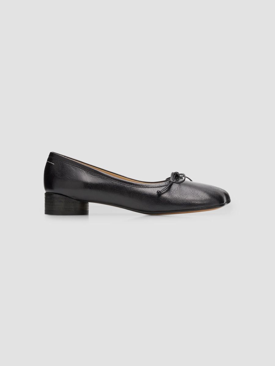 MM6 Maison Margiela Women's Bow-Detail 30MM Leather Pumps - Black - Size 6