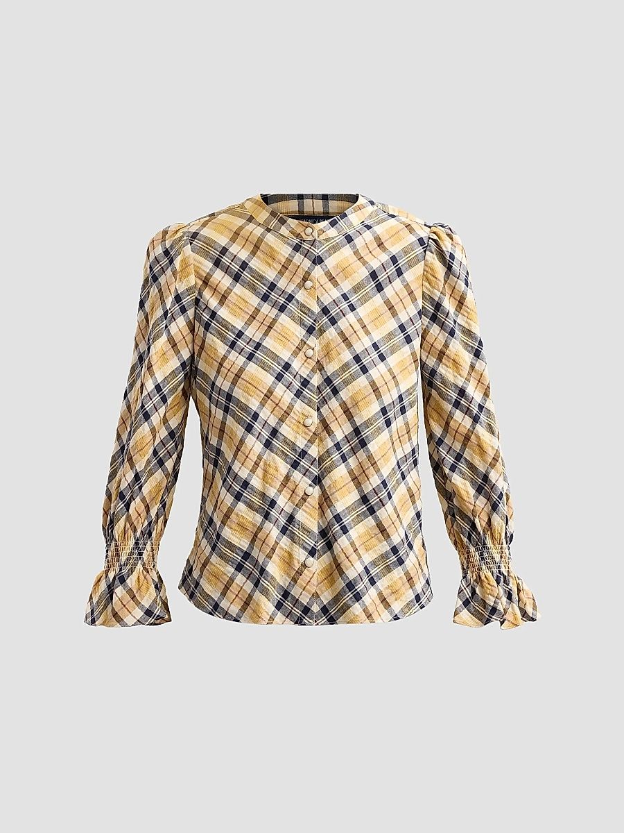 Women's Ashlynn Plaid Cotton-Blend Blouse - Acorn Multi - Size 16